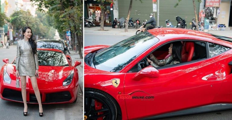 Bà xã ca sĩ Tuấn Hưng cầm lái Ferrari 488 GTB 20 tỷ khiến bao người trầm trồ