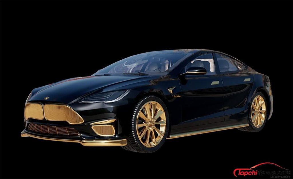 Cận cảnh chiếc Tesla Model S đắt giá nhất thế giới được mạ vàng 24K