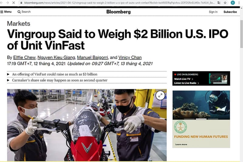 Mức định giá 50 tỷ USD của VinFast vượt xa các startup xe điện trên thế giới