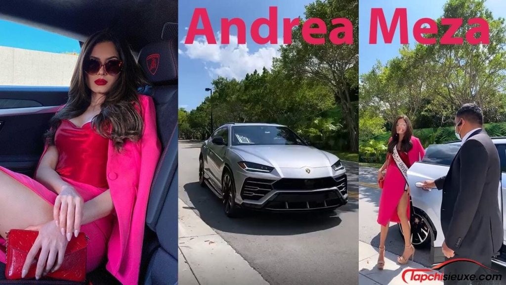 Andrea Meza Hoa hậu Hoàn Vũ Miss Universe 2020 cưỡi Lamborghini Urus đi thi