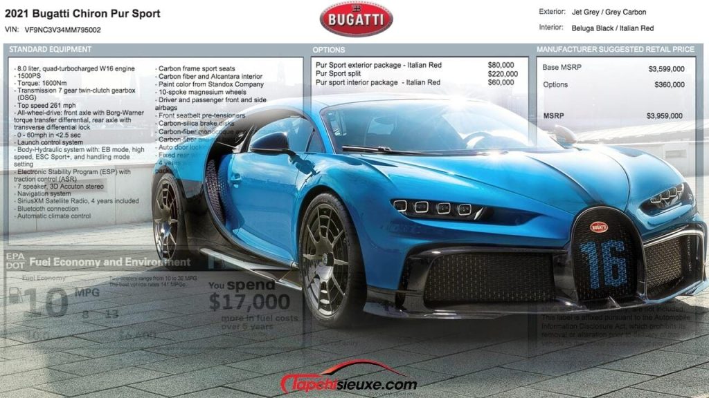 Nhãn dán trên cửa sổ Bugatti Chiron Pur Sport 4 triệu USD có gì đặc biệt?