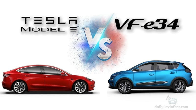 So sánh xe điện Vinfast VFE34 và Tesla Model 3
