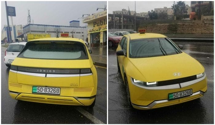  Cận cảnh Hyundai Ioniq 5 được sử dụng làm taxi tại Jordan. Ảnh: Carscoops. 