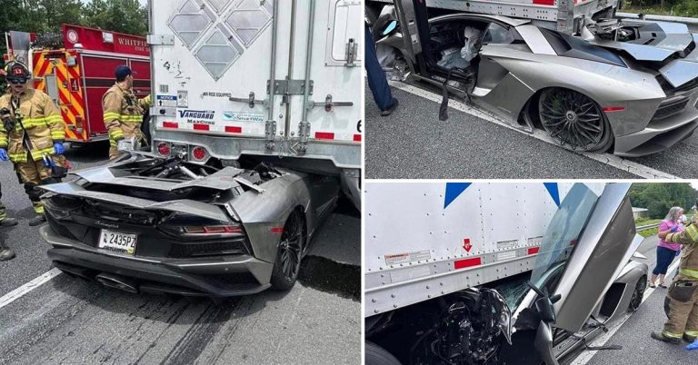 Siêu xe Lamborghini Aventador chạy tốc độ cao bẹp rúm dưới gầm xe đầu kéo 18 bánh, tài xế chỉ bị thương nhẹ nhờ lý do này