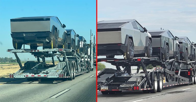 Rò rỉ hình ảnh đoàn xe Tesla cybertruck đang trên đường vận chuyển: "Thùng tôn di động" sau 4 năm chuẩn bị giao tới tay khách hàng