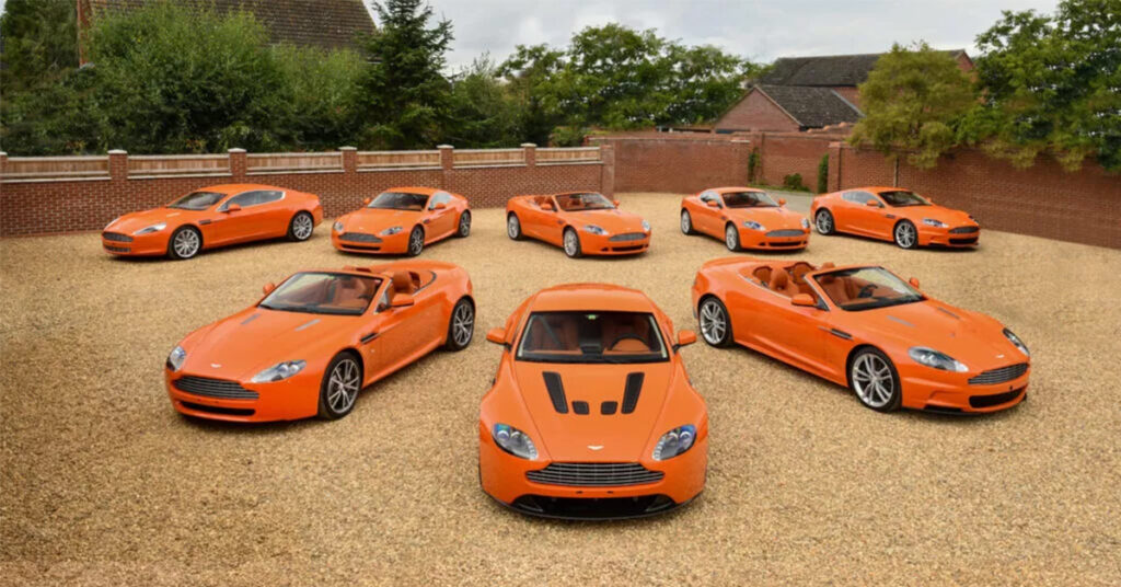Khám phá bộ sưu tập xe Aston Martin đời 2010 có ngoại, nội thất toàn màu cam đặc biệt nhất thế giới