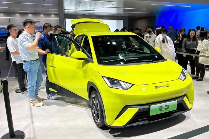 Mẫu xe Seagull của BYD được trưng bày tại Tại triển lãm ô tô Thượng Hải 2023.