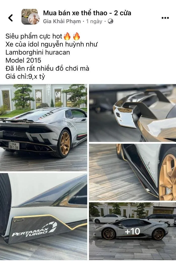 Bài đăng rao bán chiếc siêu xe được đăng tải trên mạng xã hội. Ảnh chụp màn hình.