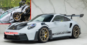 Vừa được bàn giao tới tay khách hàng, "Ếch Đức" Porsche 911 GT3 RS mới tinh đã được bắt gặp "bơi lội" dưới sông