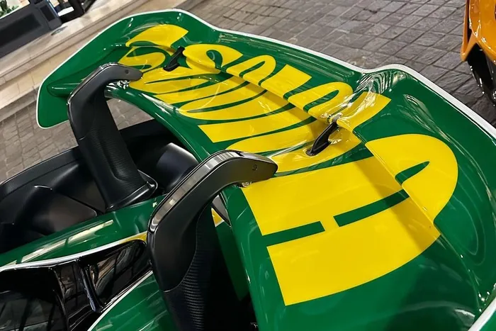  Logo Senna xuất hiện trên cánh gió khí động học, vốn góp phần tạo ra lực ép xuống mặt đất lên đến 800 kg. Logo này cũng xuất hiện trên các chiếc xe đua F1 của McLaren. 