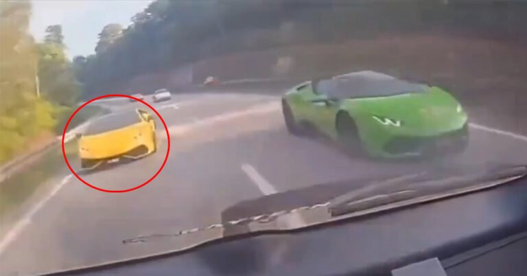 Siêu bò Lamborghini Huracan hóa thân thành "bò hun khói" khi bị bà hỏa hỏi thăm sau va chạm